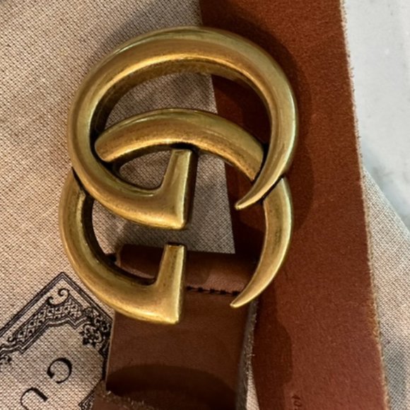 Gucci Brown Leather Double G Belt